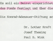 Gründung des Internationalen Hilfsfonds der Konrad-Adenauer-Stiftung