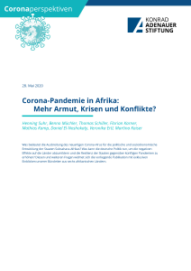 Konrad Adenauer Stiftung Corona Pandemie In Afrika Mehr Armut Krisen Und Konflikte