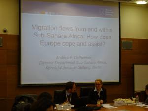 Mrs. Andrea E. Ostheimer, Head of Department for Sub-Saharan Africa from the KAS headquarters during her keynote speech at young researchers conference at the Ben-Gurion University of the Negev