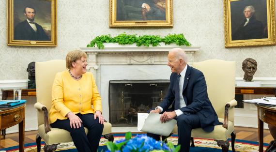 President Joe Biden with German Chancellor Angela Merkel
