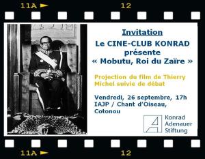 invitation au Ciné Club Konrad "Mobutu, Roi du Zaïre"