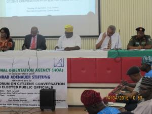 High table at the town hall meeting