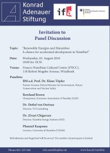 Panel Discussion "Renewable Energies and Harambee" with Prof. Dr. Klaus Töpfer