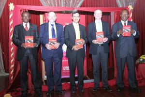 L-R Prof. PLO Lumumba, Prof. Christian Roschmann, Dr. Luis Francheschi, Dr. Arne Wulff and Justice J.B. Ojwang, SC