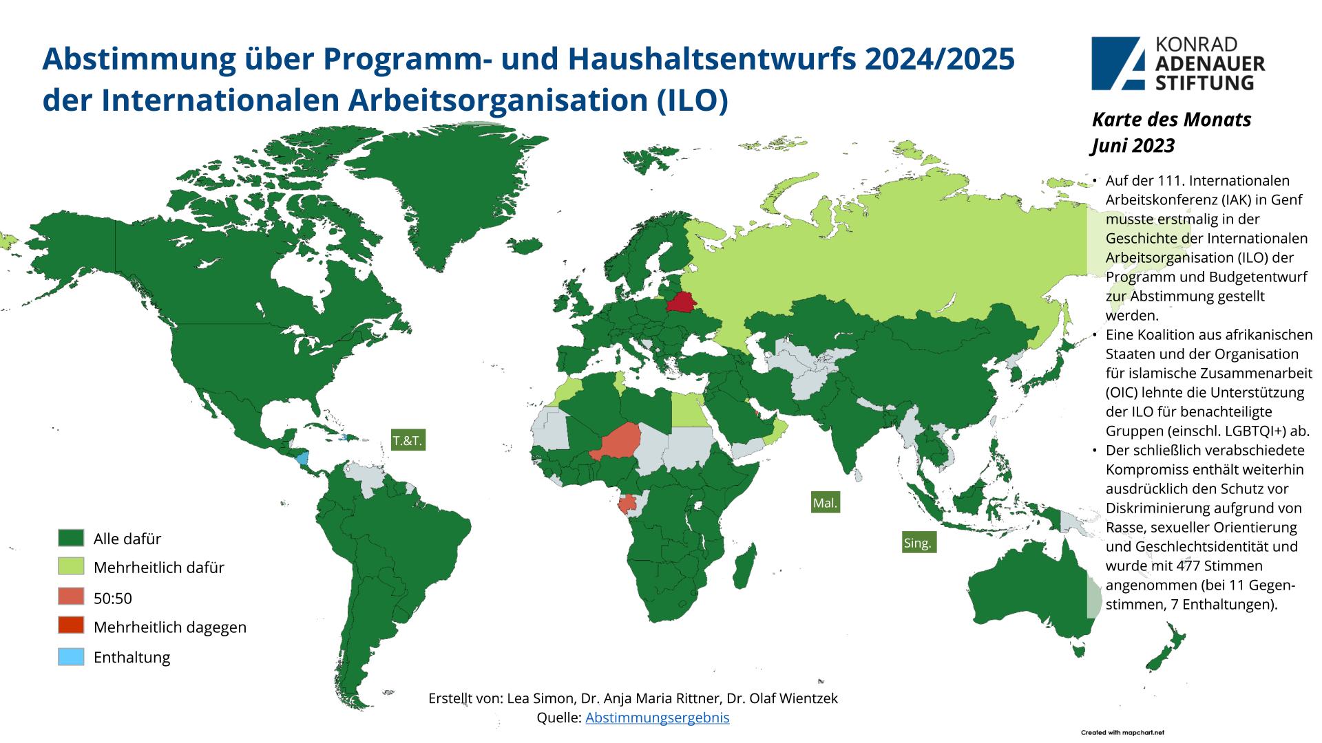 Internationale Arbeitsorganisation: Abstimmung des Programm- und Haushaltsentwurfs 2024/2025 