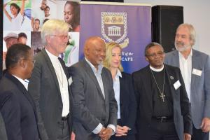 Rev. Frank Chikane, Bischof Heinrich Bedford-Strohm, Mcebisi Jonas, Christina Teichmann (KAS), Bischof Malusi Mpumlwana, Rev. Klaus Burckhardt