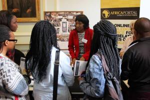 Students at the SAIIA AfricaPortal stand at the KAS-SAIIA Careers Evening at Wits.