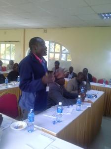 Emmanuel from the Livestock Marketing Council giving his contribution in one of the sessions.