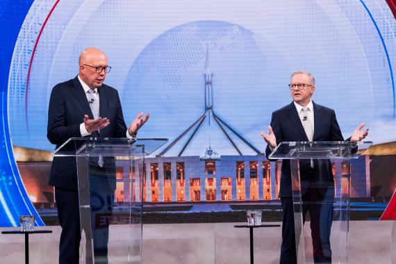 Anthony Albanese und Peter Dutton im australischen Wahlkampf